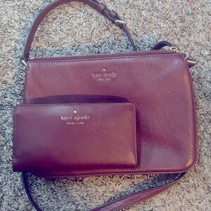 Maroon Kate Spade crossbody & wallet